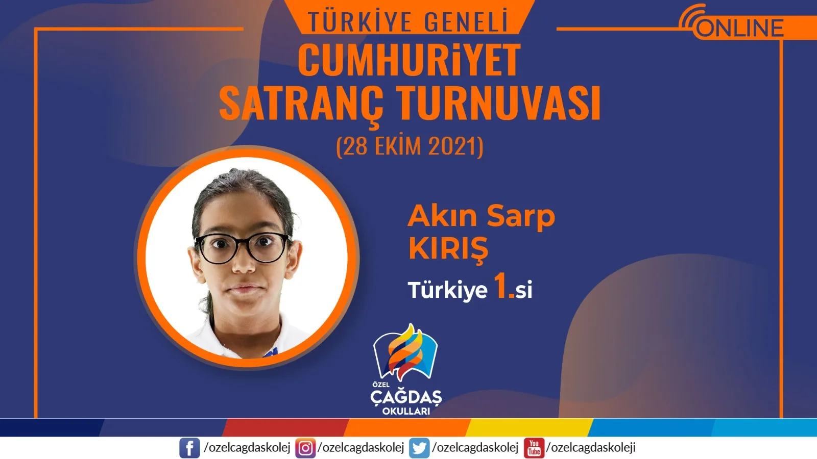 ÖĞRENCİMİZ SATRANÇ TURNUVASINDA TÜRKİYE 1.Sİ OLDU